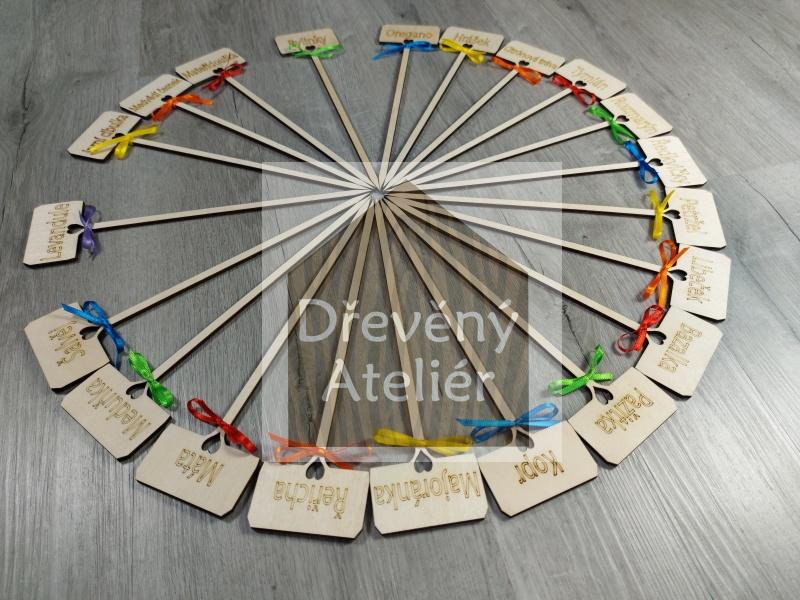 Meduňka - Dřevěná cedulka na bylinky