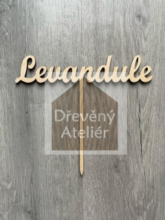 Levandule - Dřevěná cedulka na bylinky
