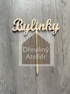 Bylinky - Dřevěná cedulka na bylinky