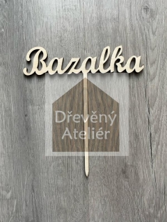 Bazalka - Dřevěná cedulka na bylinky