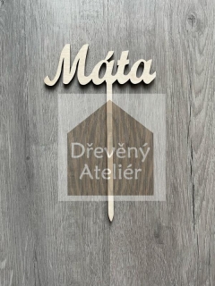 Máta - Dřevěná cedulka na bylinky
